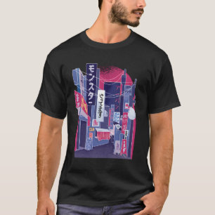 Japanische City Illustration Vaporwave T-Shirt