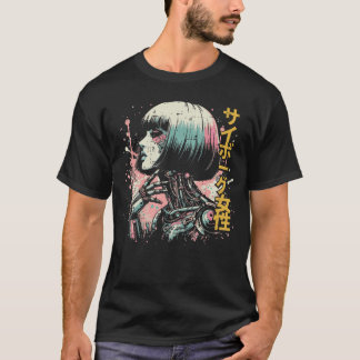 Japanische Cyborg-Frau Cyberpunk-Kunst Frauen Mädc T-Shirt