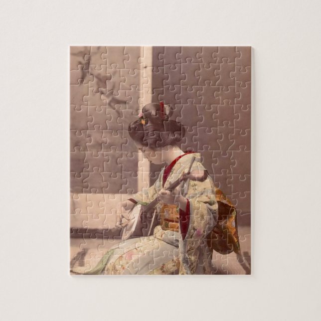 Japanische Dame Geisha Asian Vintage Art Puzzle (Vertikal)