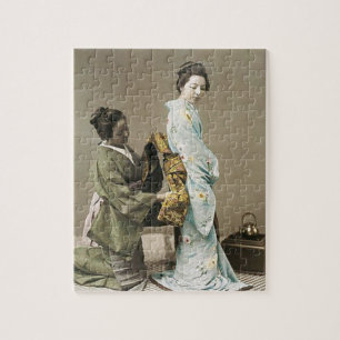 Japanische Dame Geisha Asian Vintage Art Puzzle