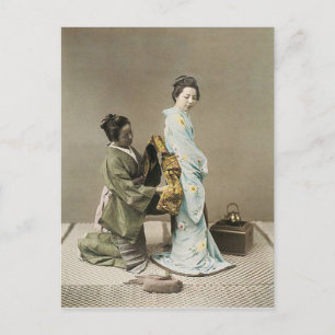 Japanische Dame Geisha Asiatische Vintage-Kunst Postkarte