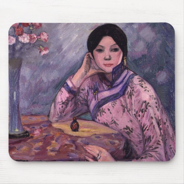 Japanische Dame mit einer Parfümflasche Mousepad (Vorne)