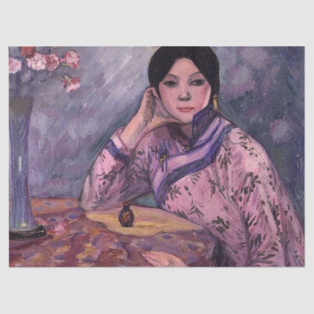 Japanische Dame mit einer Parfümflasche Seidenpapier (Vorderseite)