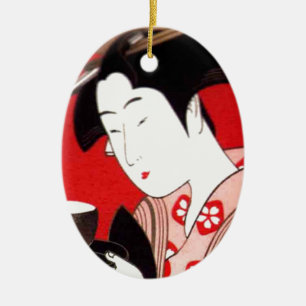 Japanische Dame Tee Servierzeremonie Kunstprint Keramikornament