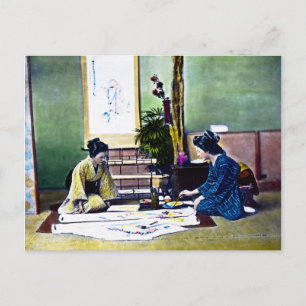 Japanische Damen malen einen traditionellen Kimono Postkarte