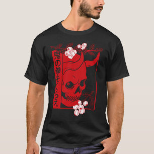 Japanische Dämonen Art Face Skull Devil T-Shirt