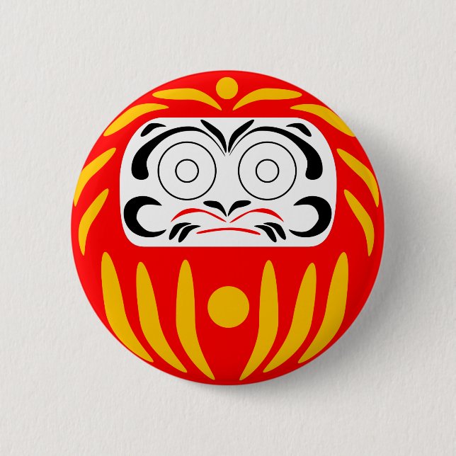 Japanische Daruma-Puppe Button (Vorderseite)