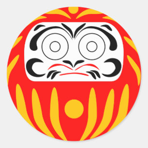Japanische Daruma-Puppe Runder Aufkleber