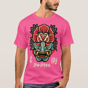 Japanische Demon Oni Mask Kabuki Jiu-Jitsu-Kanji T-Shirt