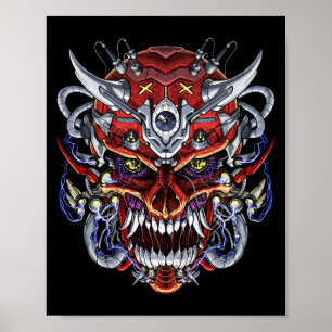 Japanische Demon-Skull-Maske Poster