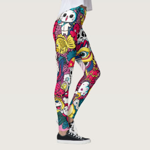 Japanische Doodle-Kunst Leggings