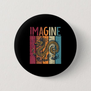 Japanische Drache Stellen Sie sich Retro Fantasy M Button