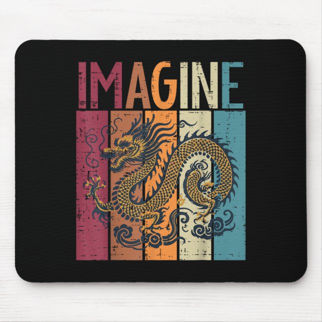 Japanische Drache Stellen Sie sich Retro Fantasy M Mousepad (Vorne)