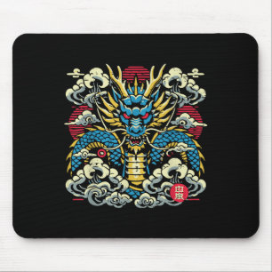 Japanische Drachen-Gesichtswolken Vintage Anime Mä Mousepad