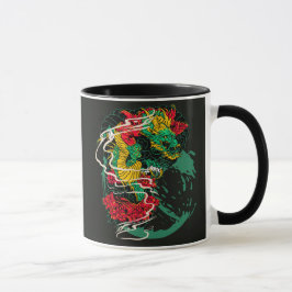 Japanische Drachen-Pfingstrose Traditionelle Tatto Tasse