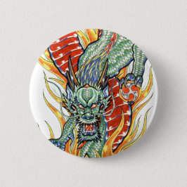 Japanische Drachen- und Lotus-Blume Button