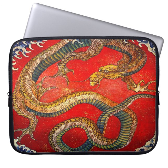 Japanische Drachenkunst von Hokusai Laptop Sleeve (Vorderseite)