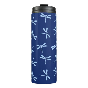 Japanische Dragonfly-Muster, Marine und Sky Blue Thermosbecher