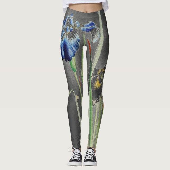 JAPANISCHE DRUCKIRIEN AUF GRAUEN Leggings (Vorderseite)