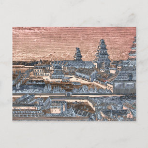 Japanische Edo-Tokio-Burg-Palast-Komplex-Stich Postkarte