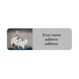 Japanische Egrets Cranes Bird Winter Snow Art