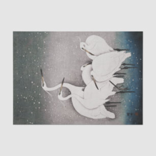 Japanische Egrets Cranes Bird Winter Snow Art Seidenpapier