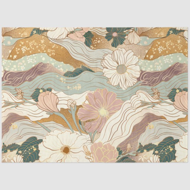 japanische Elegance Blumenmuster-Decoupage Seidenpapier (Vorderseite)