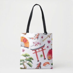 Japanische Elemente Wasserfarbe Nahtlose Textur