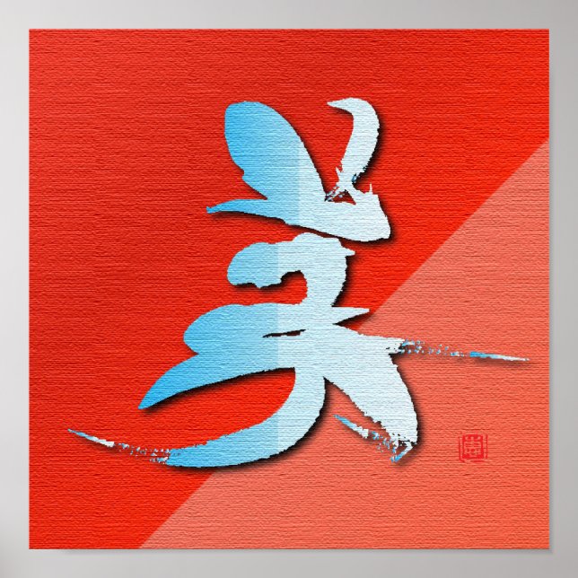 Japanische Elementsymbole "Beauty" Poster (Vorne)