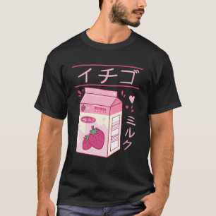 Japanische Erdbeermilch Drink Kawaii Kanji Vaporw T-Shirt