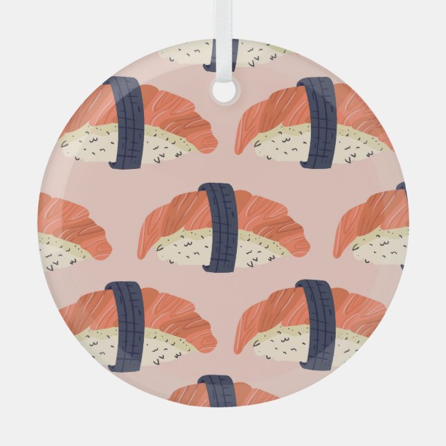 Japanische Essenssuschi Seamless Illustration Ornament Aus Glas (Vorderseite)