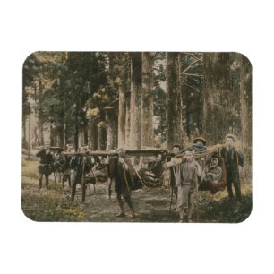 Japanische Familie, die getragene herein Sänften, Magnet