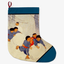 JAPANISCHE FAMILIE, die im SCHNEE