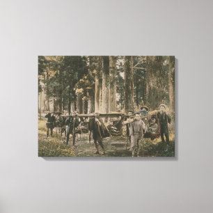 Japanische Familie, die in Wurfen befördert wird,  Leinwanddruck