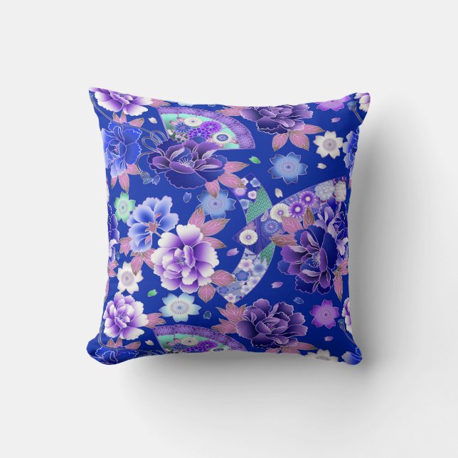 Japanische Fans und Blume Kissen (Vorderseite)