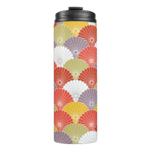 Japanische farbenfrohe Blume Wave Vintag Seamless  Thermosbecher