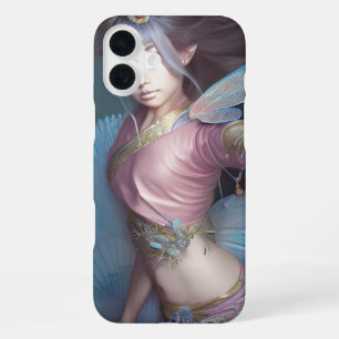 Japanische Fee rosa und hellblaue Fantasy-KI-Kunst iPhone 16 Plus Hülle