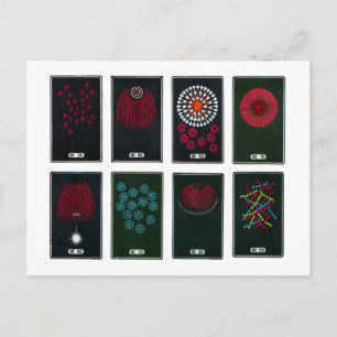 Japanische Feuerwerksgrafikdesigns, 19. Jahrhunder Postkarte
