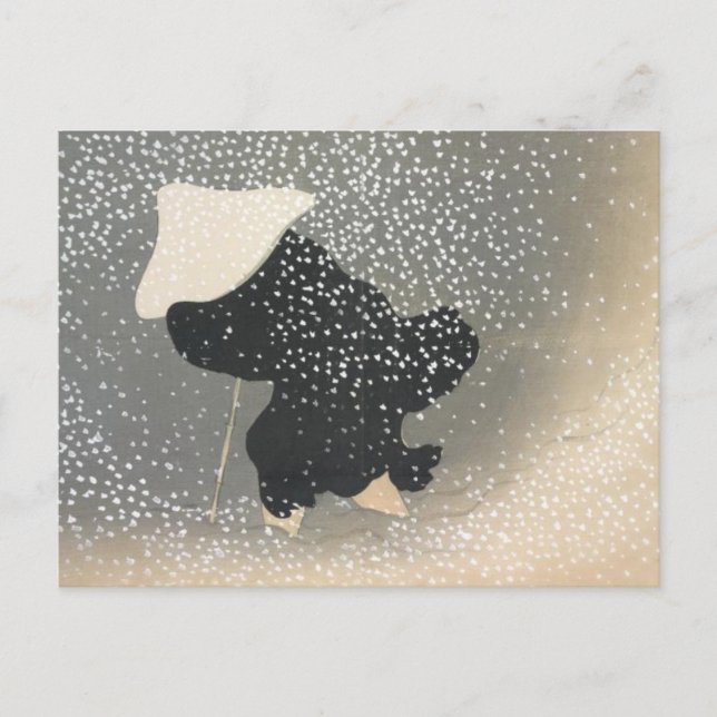 JAPANISCHE FIGURE IN DER SCHNEEPOSTKARTE POSTKARTE (Vorderseite)