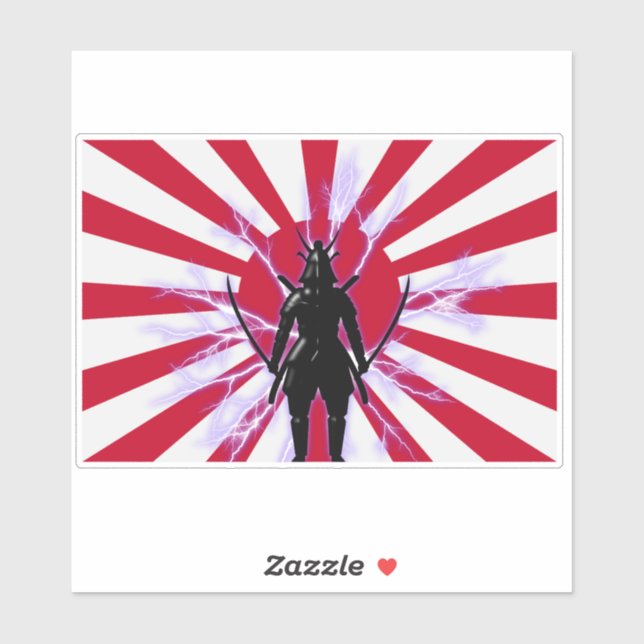 Japanische Flagge & Aufstieg Sun Samurai Warrior Aufkleber (Blatt)