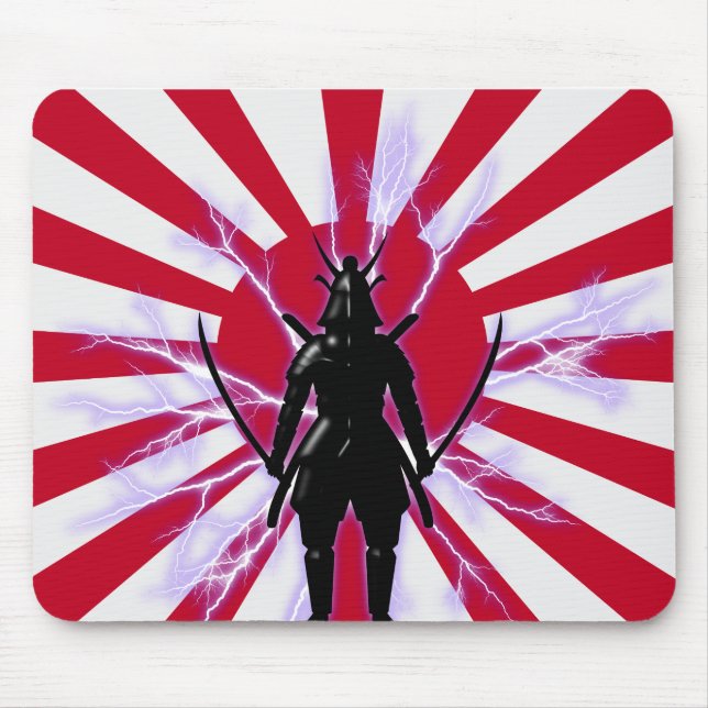 Japanische Flagge & Aufstieg Sun Samurai Warrior Mousepad (Vorne)