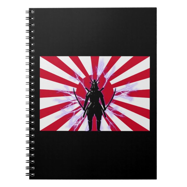 Japanische Flagge & Aufstieg Sun Samurai Warrior Notizblock (Vorderseite)
