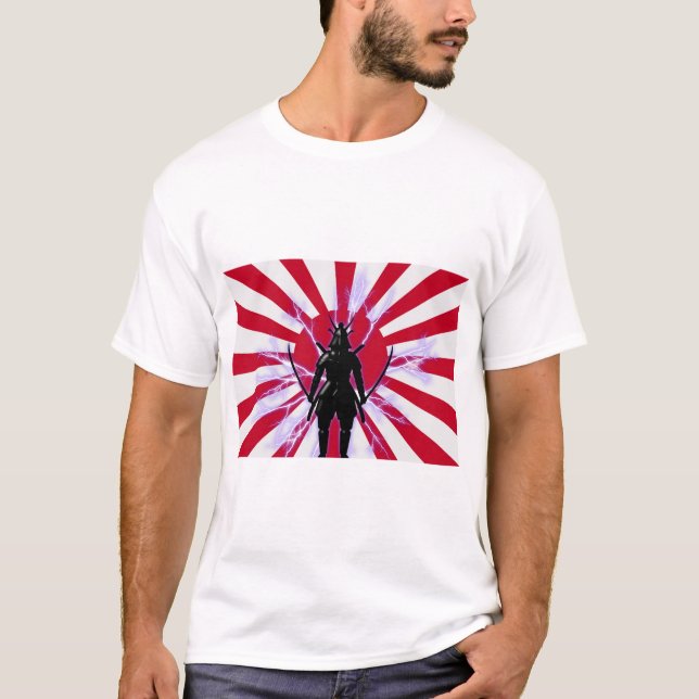 Japanische Flagge & Aufstieg Sun Samurai Warrior T-Shirt (Vorderseite)