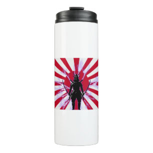 Japanische Flagge & Aufstieg Sun Samurai Warrior Thermosbecher