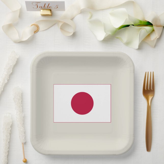 Japanische Flagge: Hinomaru, Nisshōki, rote aufste Pappteller (Hochzeit)