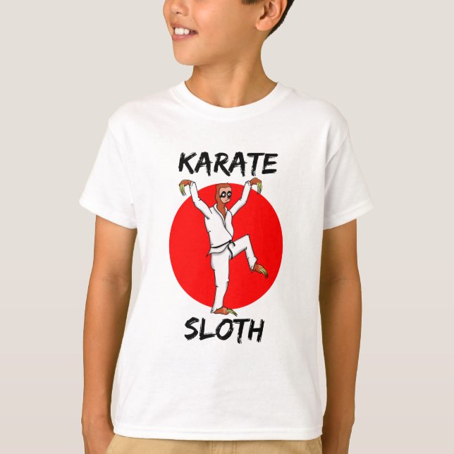 Japanische Flagge mit Karate Sloth T-Shirt (Vorderseite)