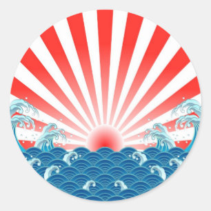 Japanische Flagge - NIPPON Runder Aufkleber