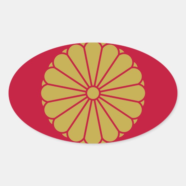 Japanische Flagge Ovaler Aufkleber (Vorderseite)