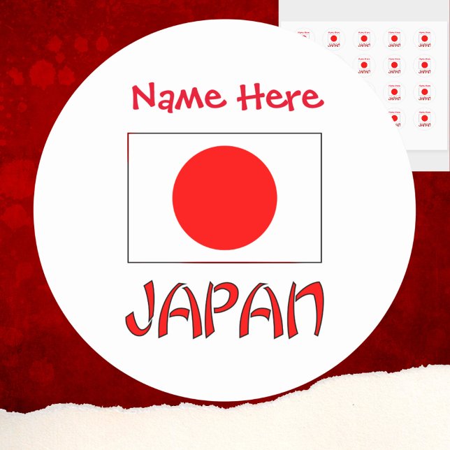 Japanische Flagge - Rote Personalisierung Runder Aufkleber (Von Creator hochgeladen)