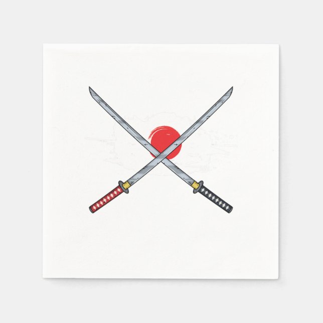 Japanische Flagge Schwert Japan Katana Kendo Samur Serviette (Vorderseite)